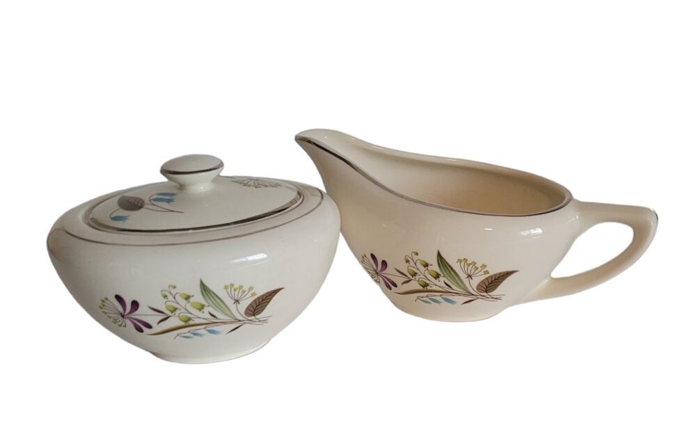Edwin Knowles Porcelain 'Botany' Creamer and Sugar Set